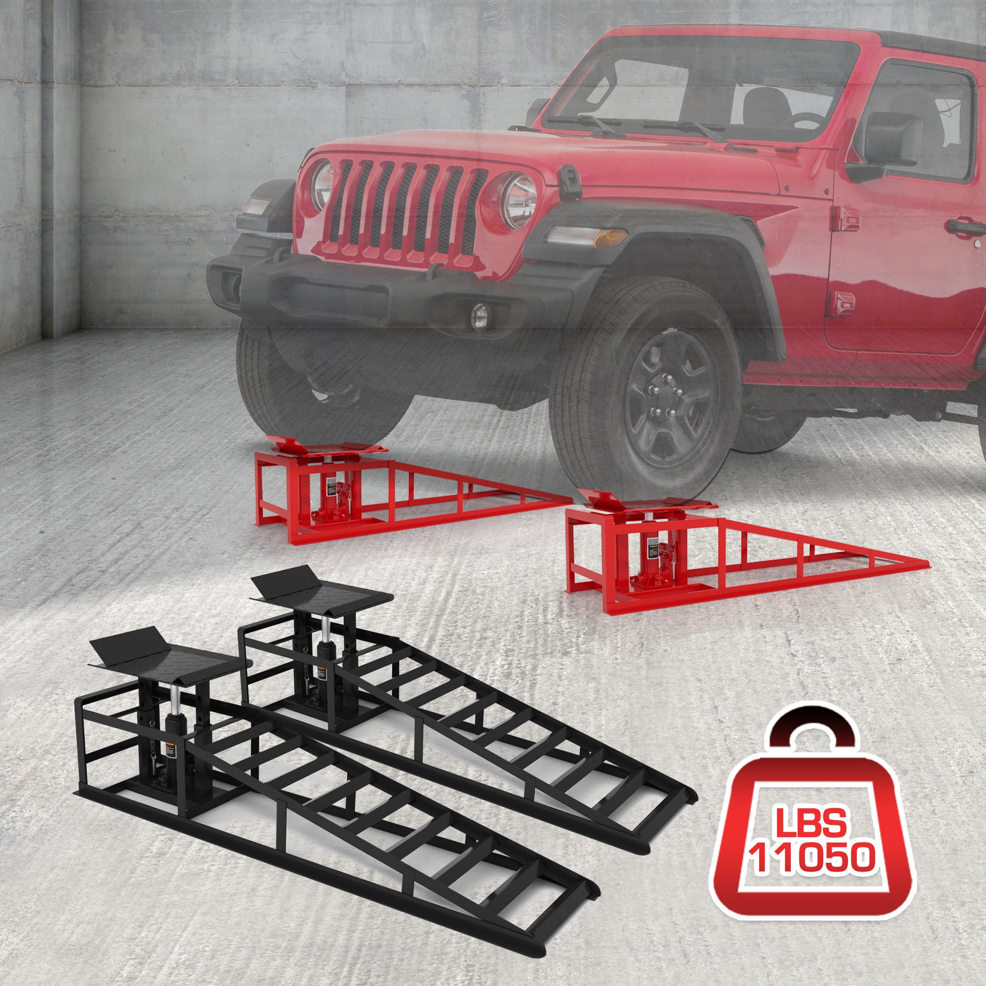 Hydraulic Car Lift - 2pcs Hydraulic Car Ramps with Wheels,